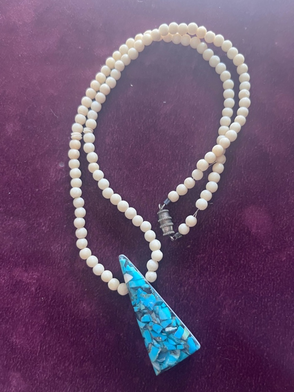Vintage Native American Mosaic Turquoise Triangle Inlay Necklace